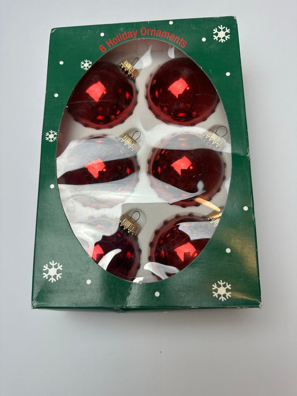 Vintage 2001 Christmas by Krebs December Red Glass Christmas Ornaments
